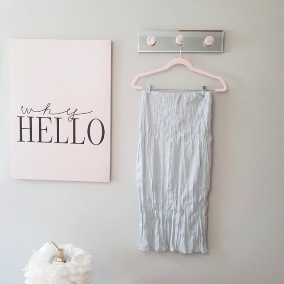 NWT Zara metallic fibre silver wrinkle effect crinkle high waist midi skirt, S - Picture 10 of 15